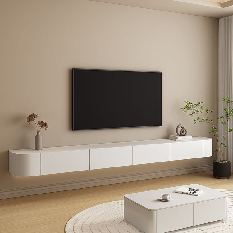 Engineered Wood Media Console Modern Floating White TV Console