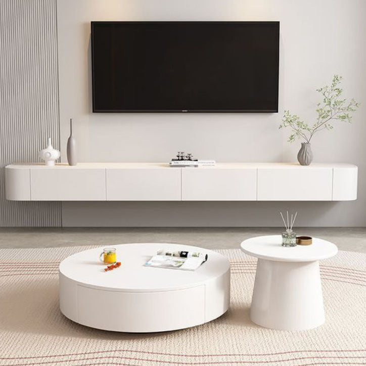 Contemporary Modern TV Console Floating Faux Wood Media Console