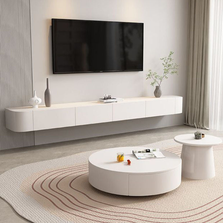 Contemporary Modern TV Console Floating Faux Wood Media Console