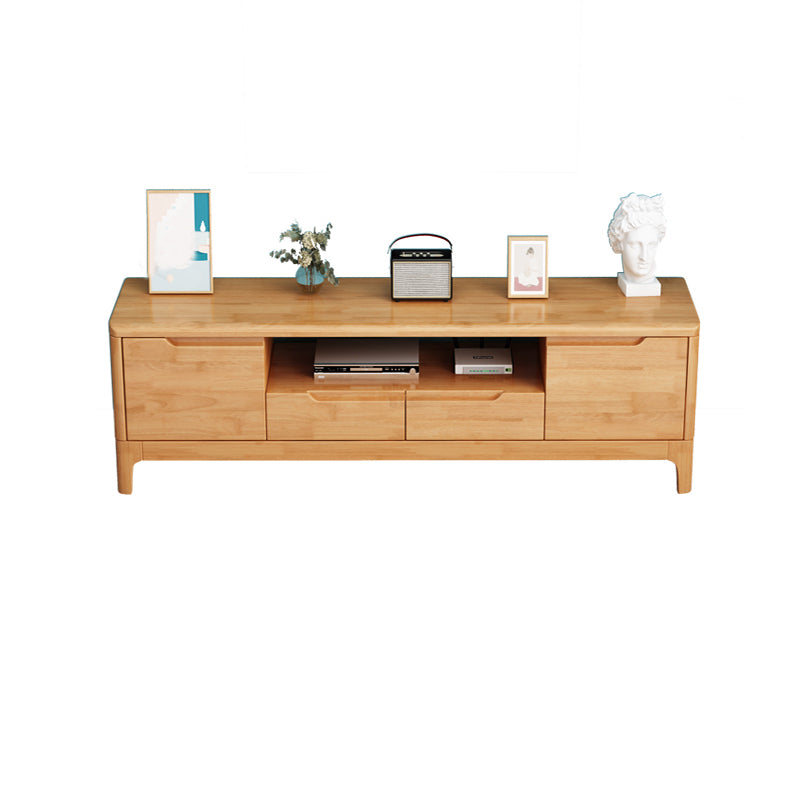 Rubber Wood Contemporary TV Console Open Storage Media Console