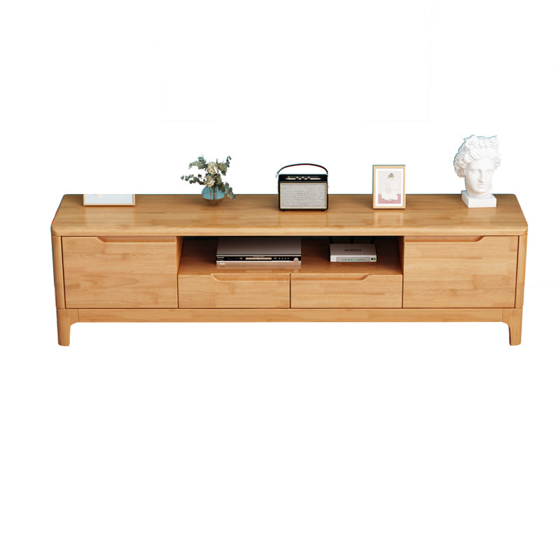 Rubber Wood Contemporary TV Console Open Storage Media Console