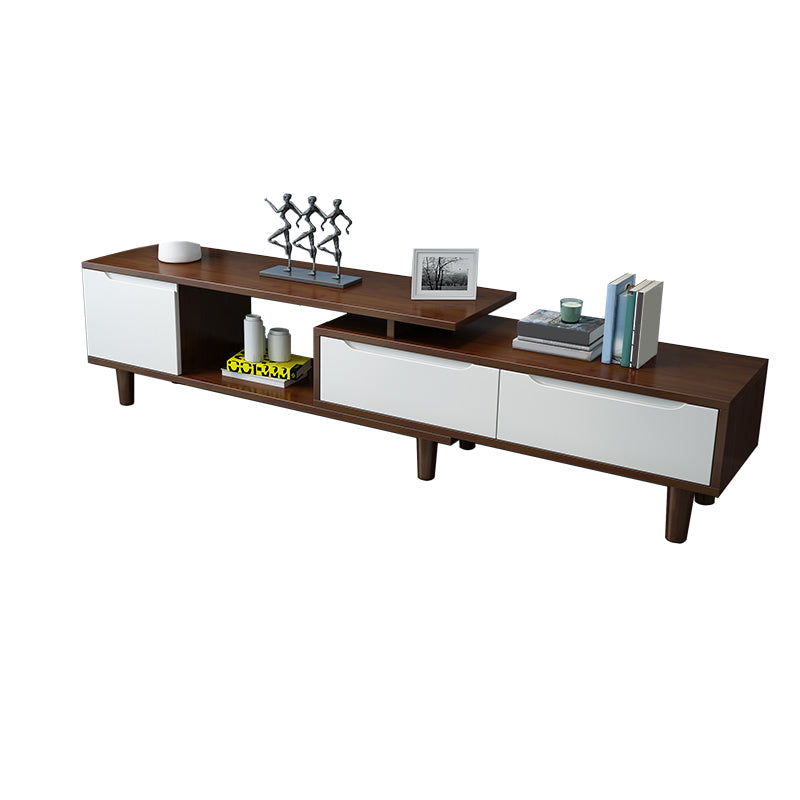 Rubber Wood Contemporary TV Console Open Storage Media Console