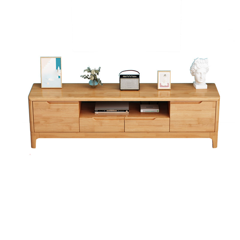 Rubber Wood Contemporary TV Console Open Storage Media Console