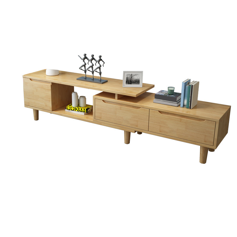 Rubber Wood Contemporary TV Console Open Storage Media Console