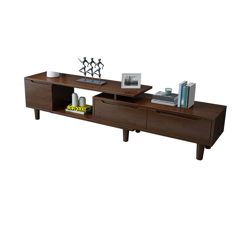 Rubber Wood Contemporary TV Console Open Storage Media Console