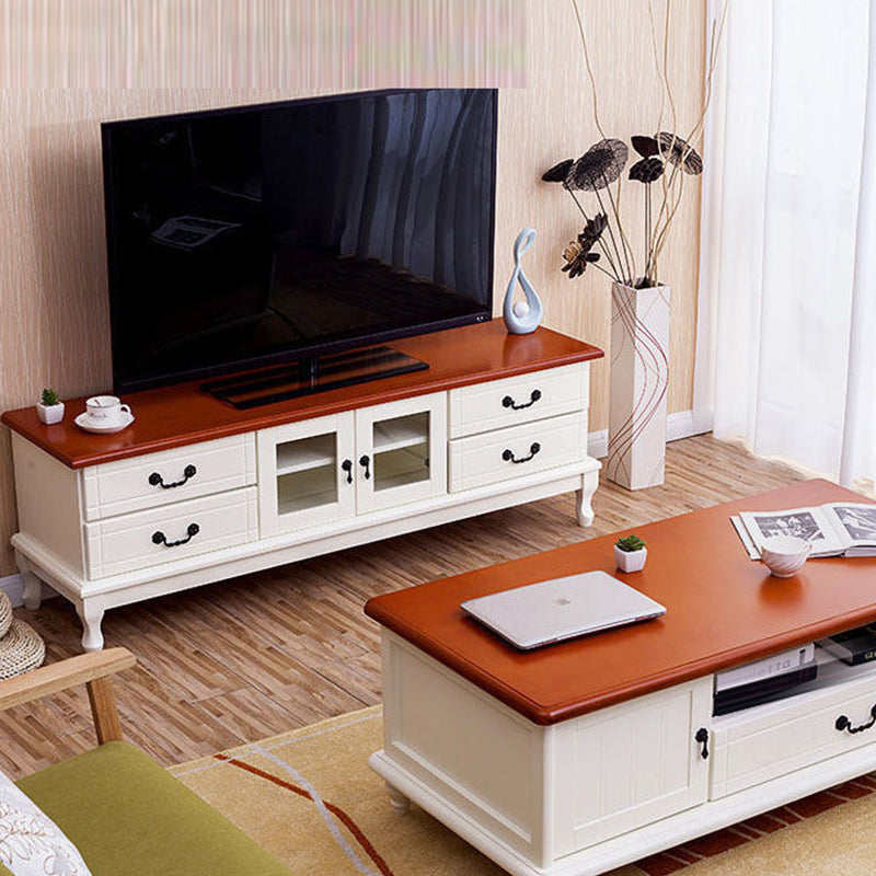 Traditional TV Stand Console Wooden Media Console TV Stand with Drawers