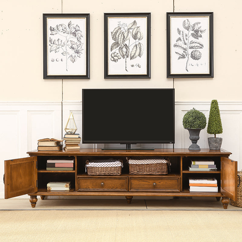 Contemporary Ash TV Console Cable Management Media Console with Doors