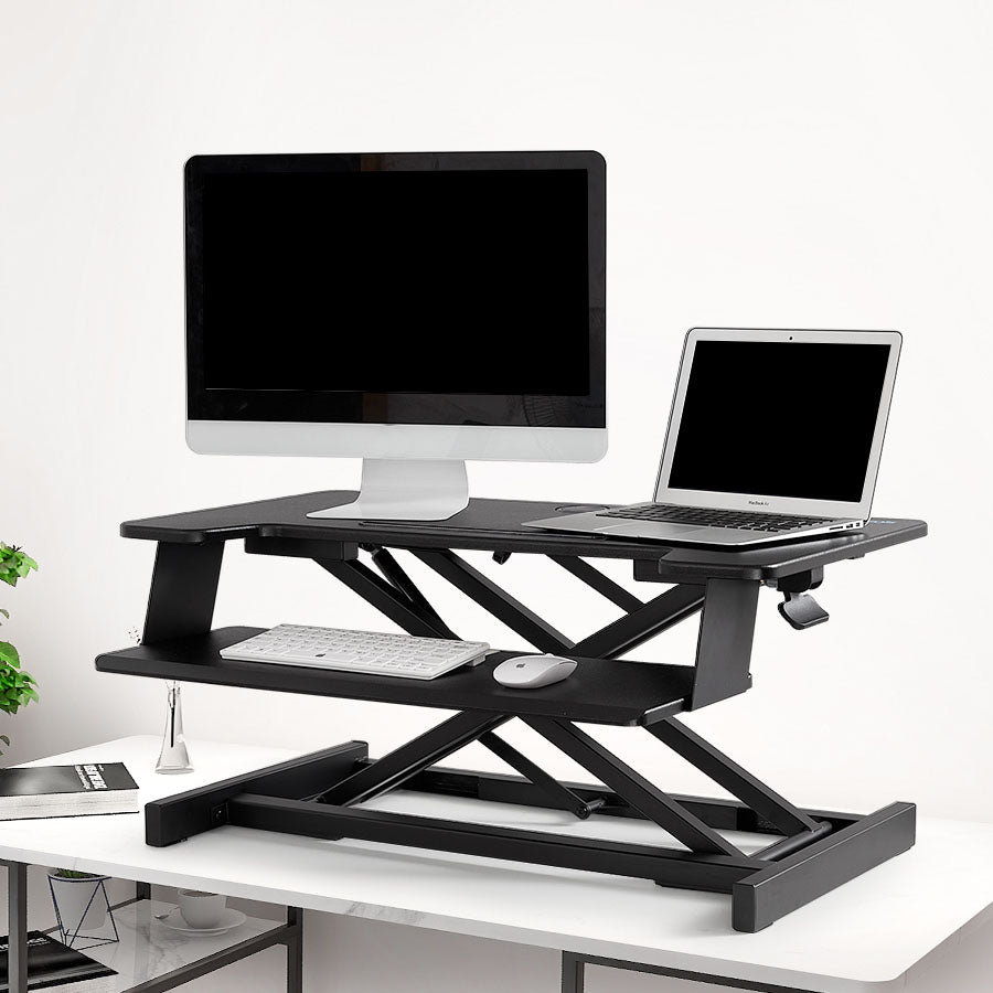 Rectangular Shaped Collapsible Laptop Table Wood Writing Desk in Black/White