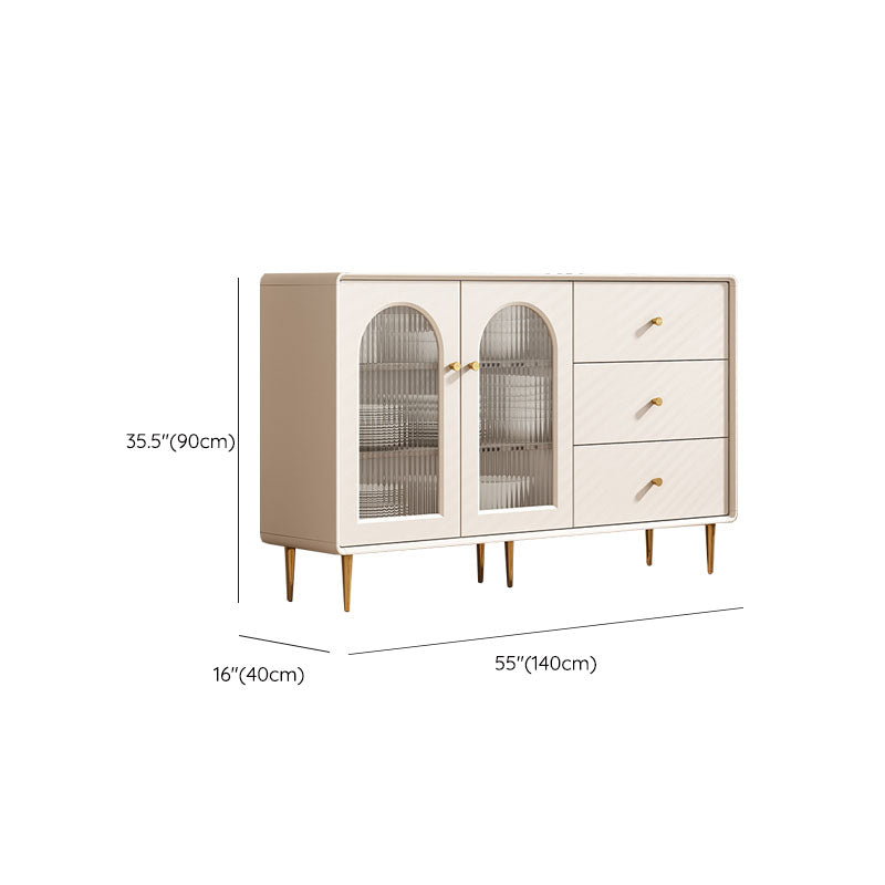 Contemporary Display Stand Faux Wood Storage Cabinet with Doors for Dining Room