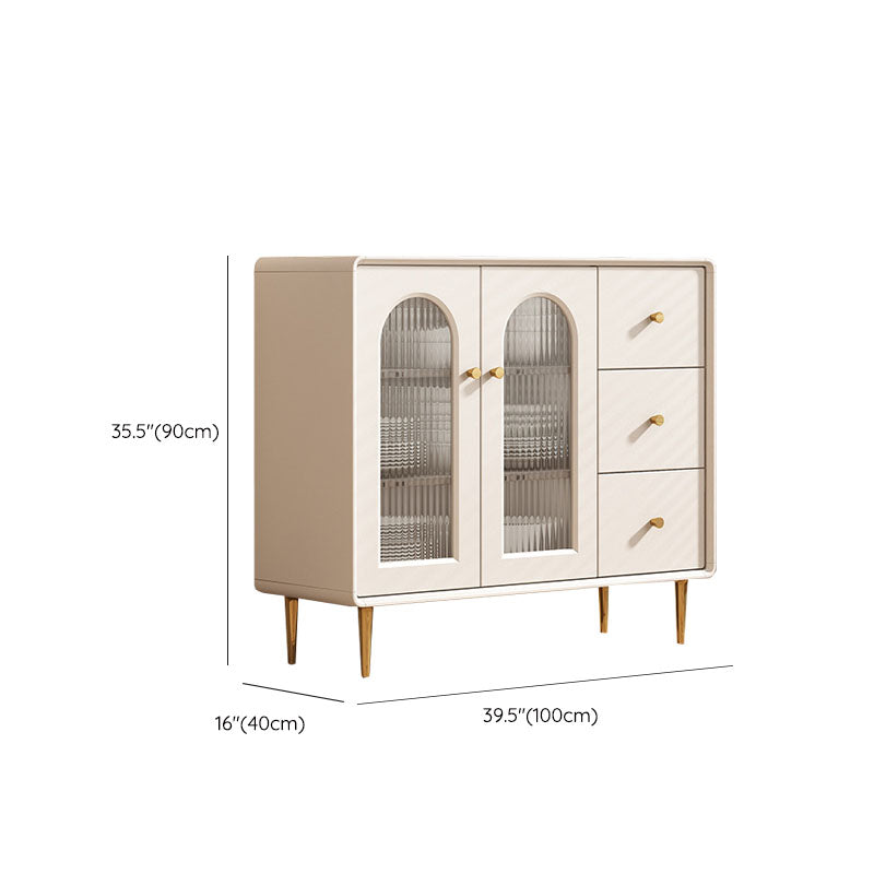 Contemporary Display Stand Faux Wood Storage Cabinet with Doors for Dining Room