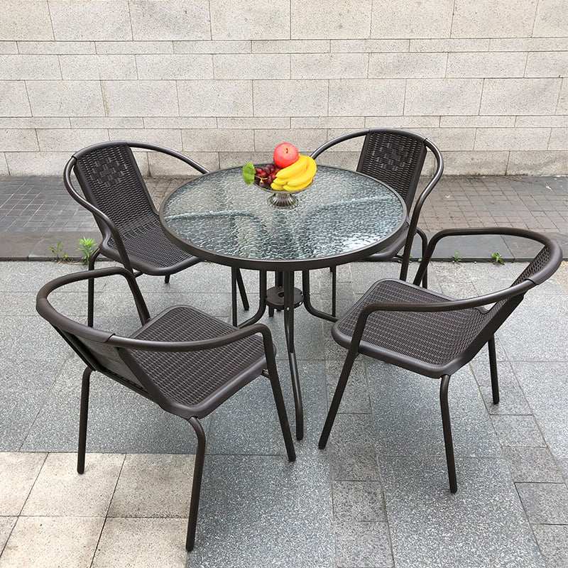 Modern Black Side Chair Metal Dining Side Chair with Arm Set of 2