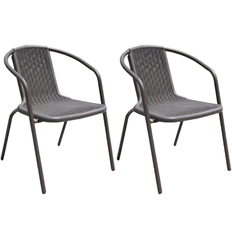 Modern Black Side Chair Metal Dining Side Chair with Arm Set of 2