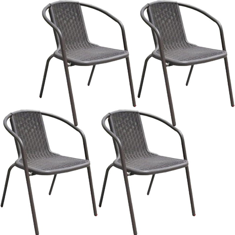 Modern Black Side Chair Metal Dining Side Chair with Arm Set of 2