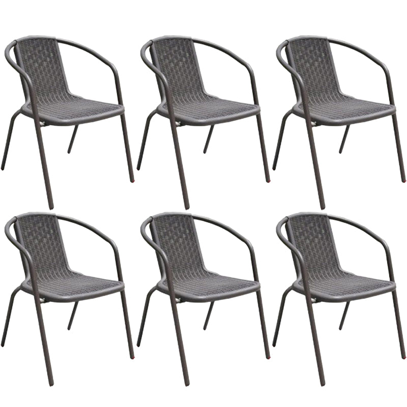 Modern Black Side Chair Metal Dining Side Chair with Arm Set of 2