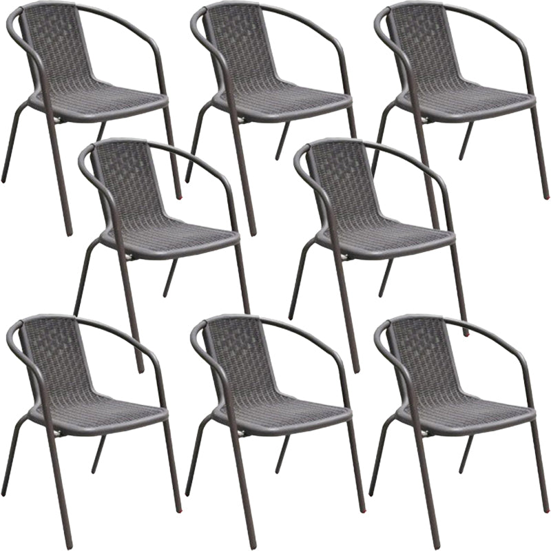 Modern Black Side Chair Metal Dining Side Chair with Arm Set of 2