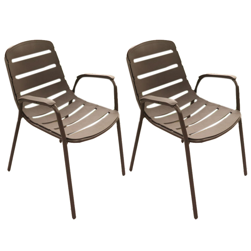 Modern Black Side Chair Metal Dining Side Chair with Arm Set of 2