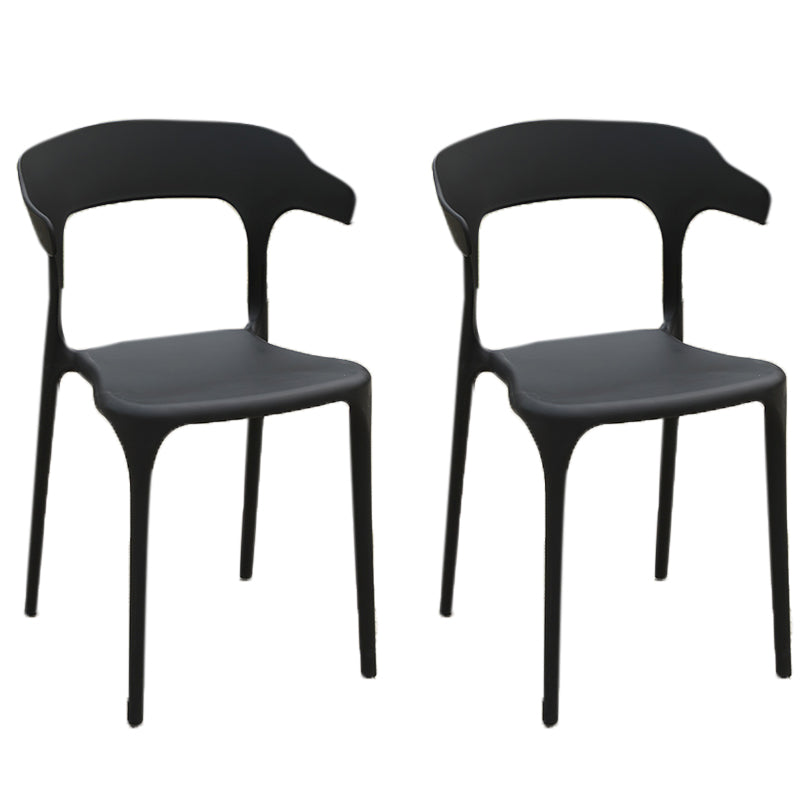 Modern Black Side Chair Metal Dining Side Chair with Arm Set of 2