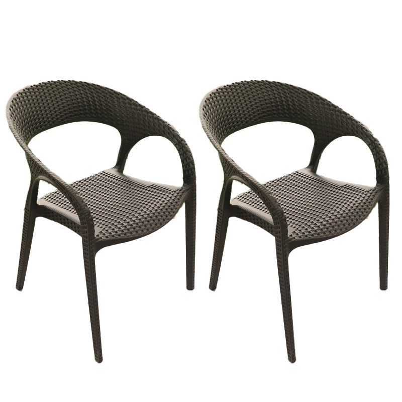 Modern Black Side Chair Metal Dining Side Chair with Arm Set of 2