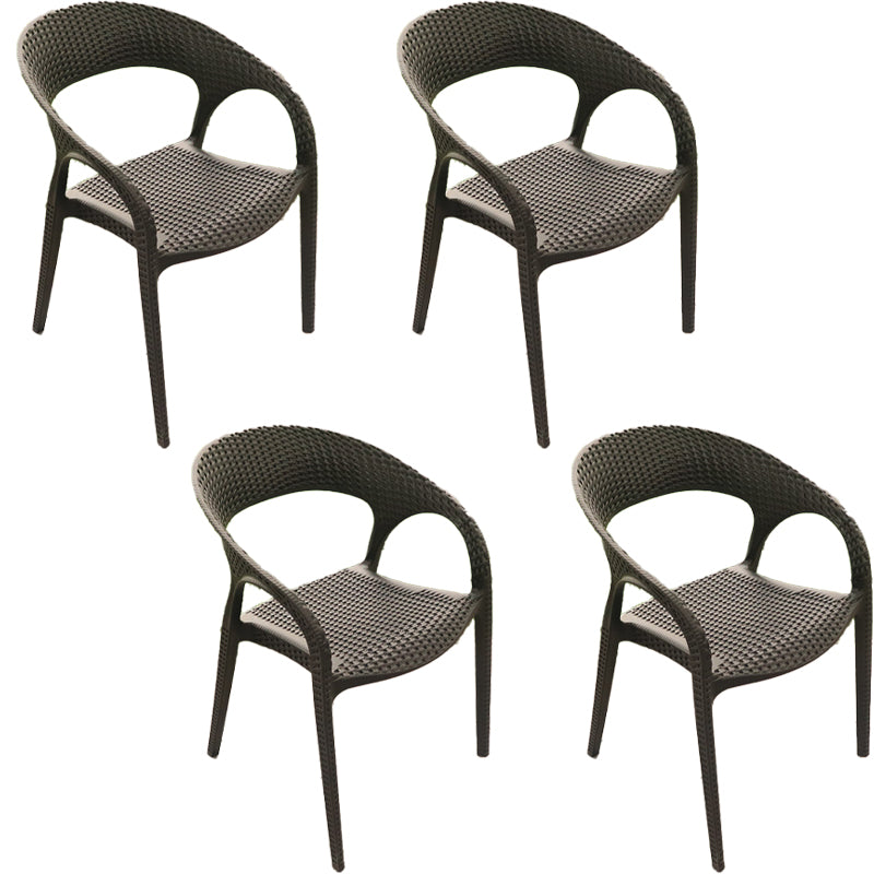 Modern Black Side Chair Metal Dining Side Chair with Arm Set of 2