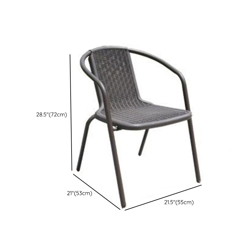 Modern Black Side Chair Metal Dining Side Chair with Arm Set of 2