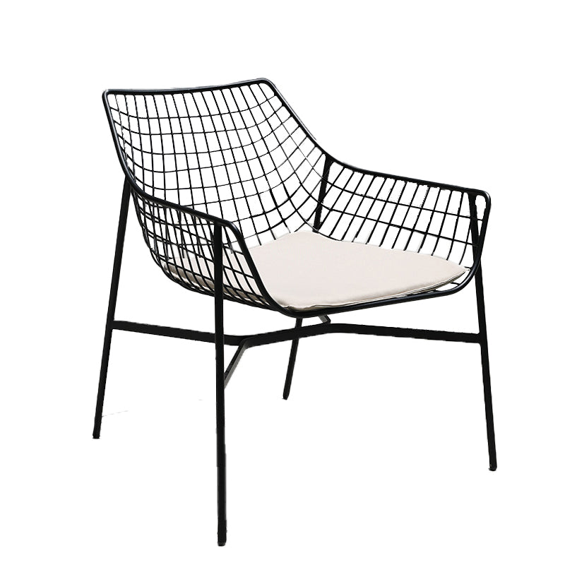 Modern Dining Side Chair Metal Removable Cushion Outdoor Bistro Chairs