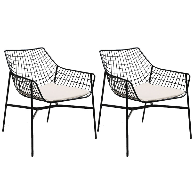 Modern Dining Side Chair Metal Removable Cushion Outdoor Bistro Chairs