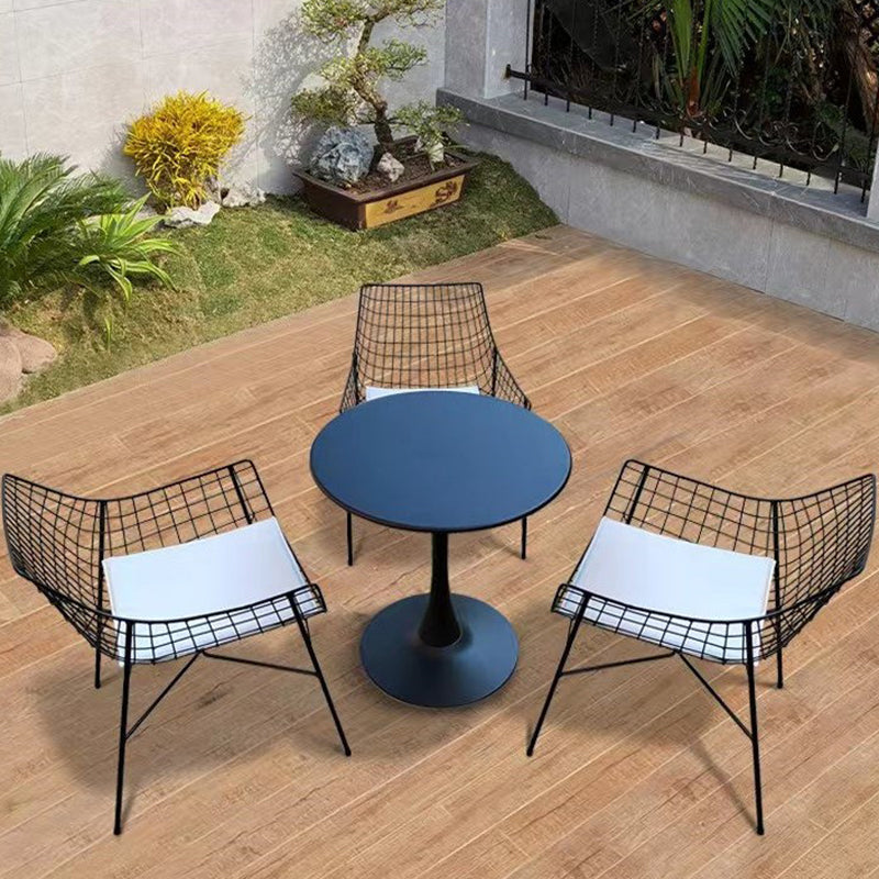 Modern Dining Side Chair Metal Removable Cushion Outdoor Bistro Chairs