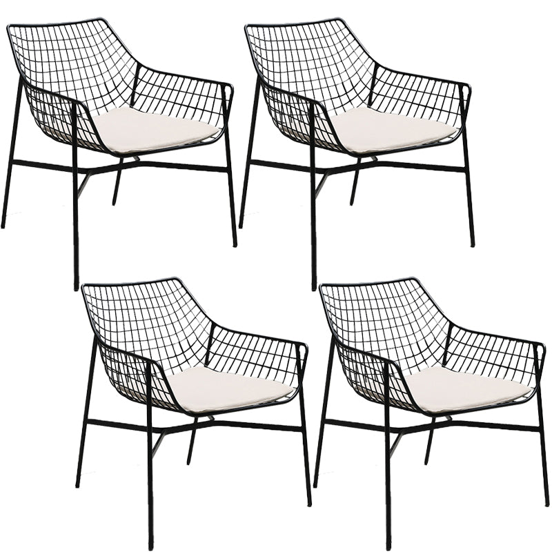 Modern Dining Side Chair Metal Removable Cushion Outdoor Bistro Chairs