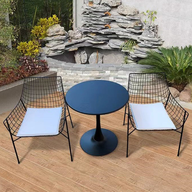 Modern Dining Side Chair Metal Removable Cushion Outdoor Bistro Chairs