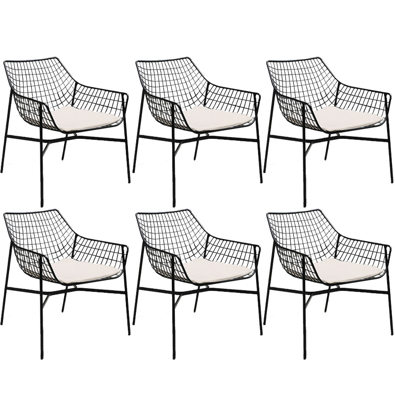 Modern Dining Side Chair Metal Removable Cushion Outdoor Bistro Chairs