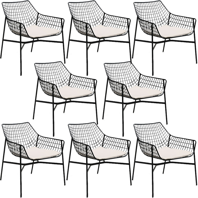 Modern Dining Side Chair Metal Removable Cushion Outdoor Bistro Chairs