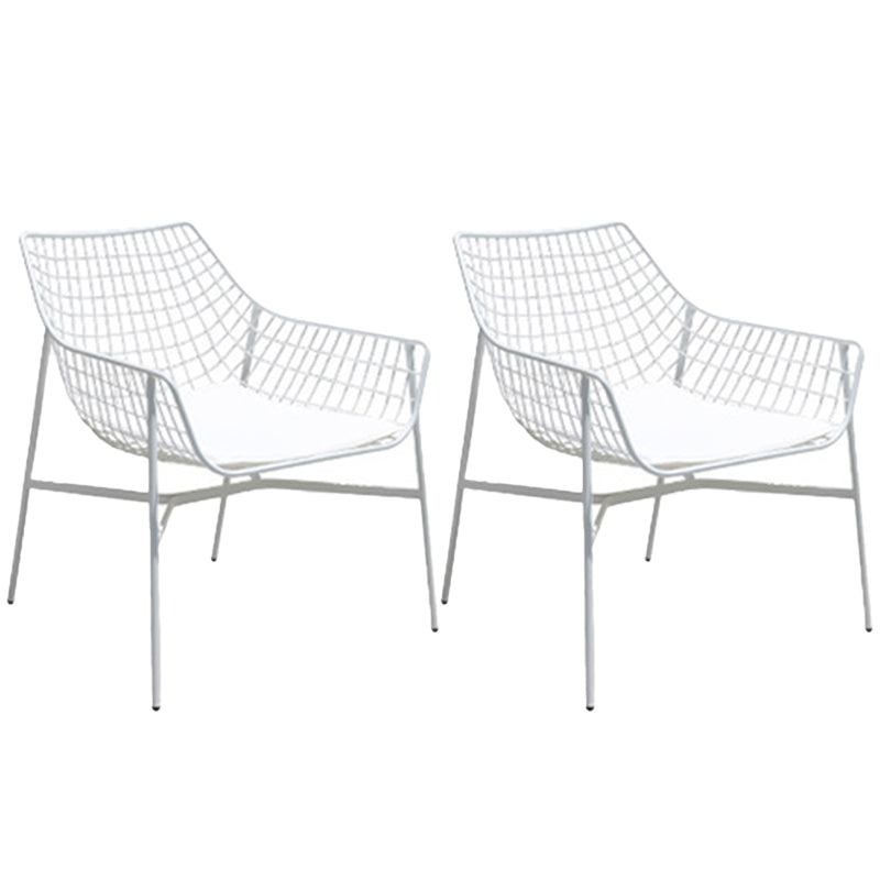 Modern Dining Side Chair Metal Removable Cushion Outdoor Bistro Chairs