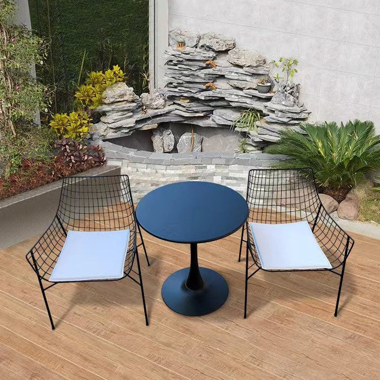 Modern Dining Side Chair Metal Removable Cushion Outdoor Bistro Chairs