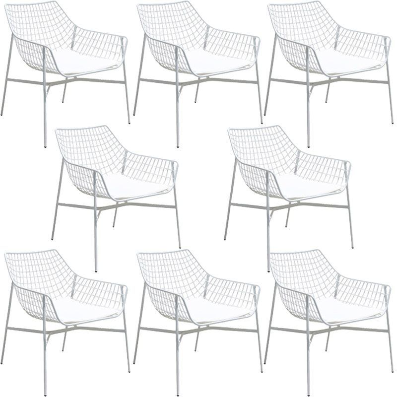 Modern Dining Side Chair Metal Removable Cushion Outdoor Bistro Chairs