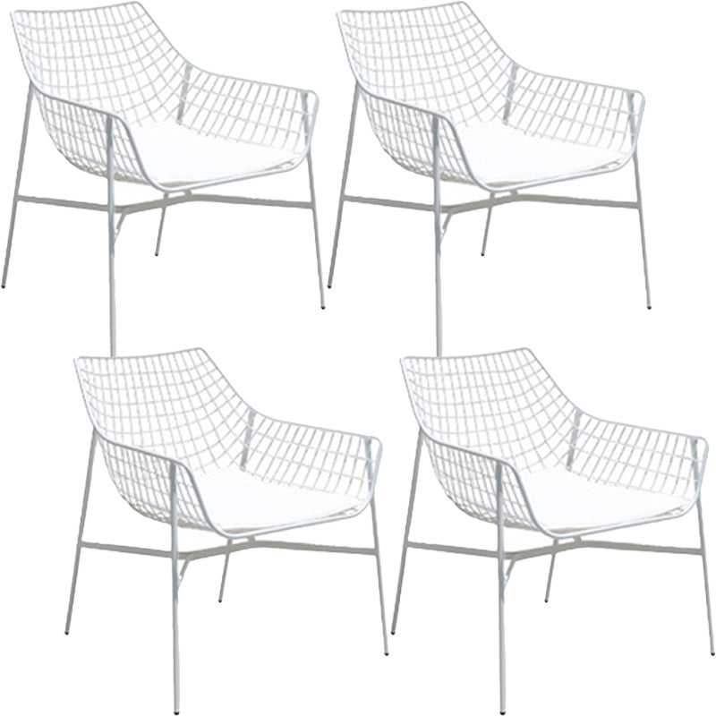 Modern Dining Side Chair Metal Removable Cushion Outdoor Bistro Chairs