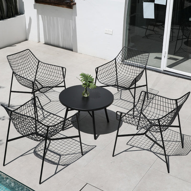 Modern Dining Side Chair Iron Removable Cushion Outdoor Bistro Chairs