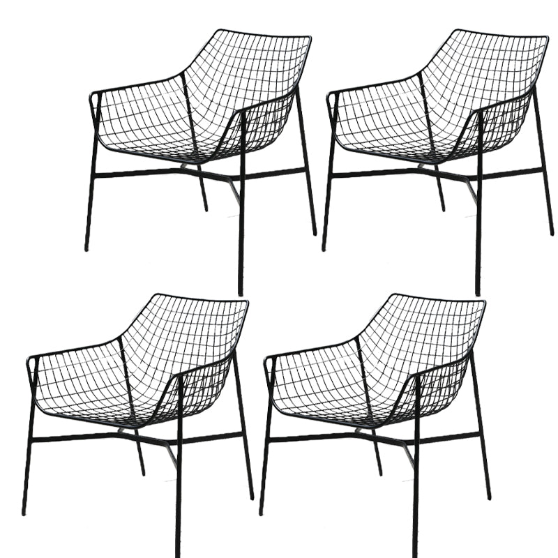 Modern Dining Side Chair Iron Removable Cushion Outdoor Bistro Chairs