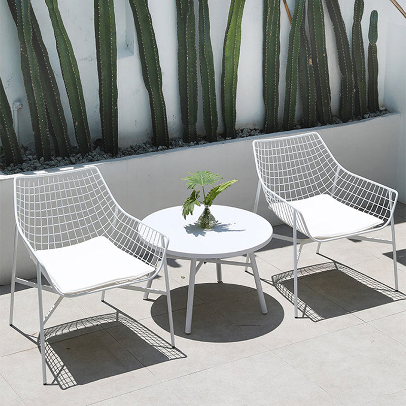 Modern Dining Side Chair Iron Removable Cushion Outdoor Bistro Chairs