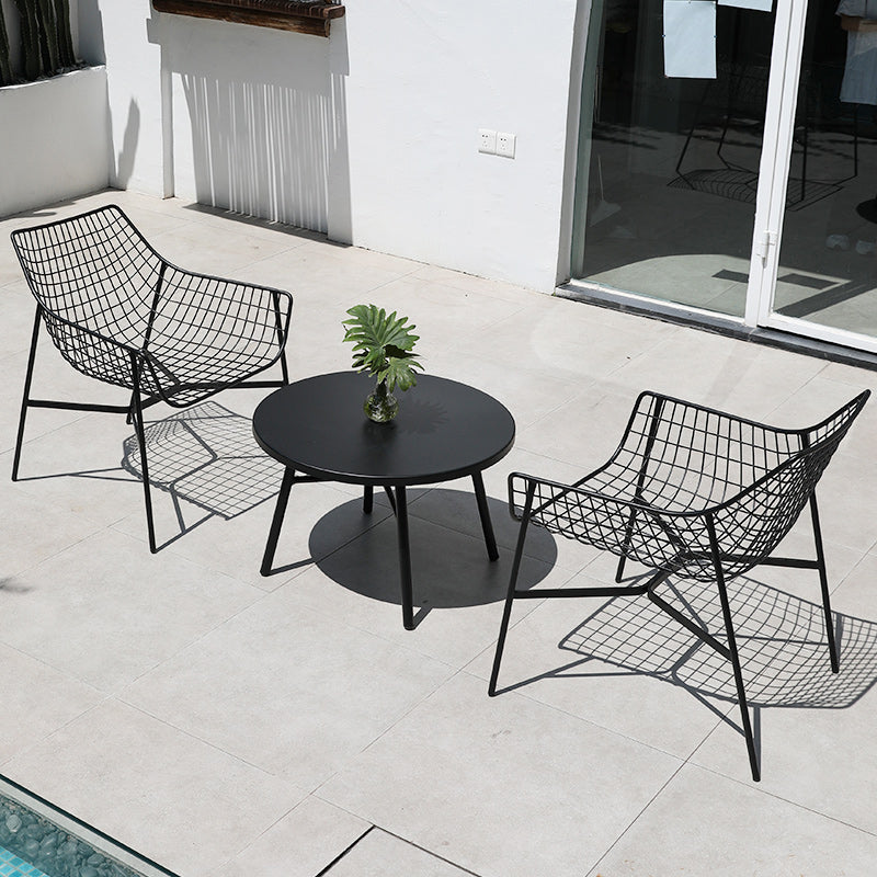 Modern Dining Side Chair Iron Removable Cushion Outdoor Bistro Chairs