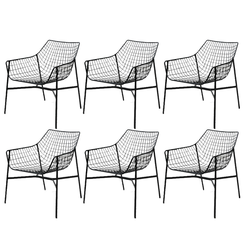 Modern Dining Side Chair Iron Removable Cushion Outdoor Bistro Chairs