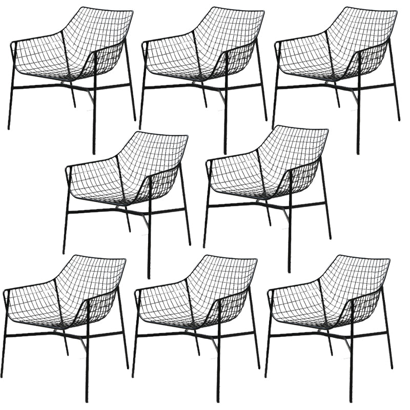 Modern Dining Side Chair Iron Removable Cushion Outdoor Bistro Chairs