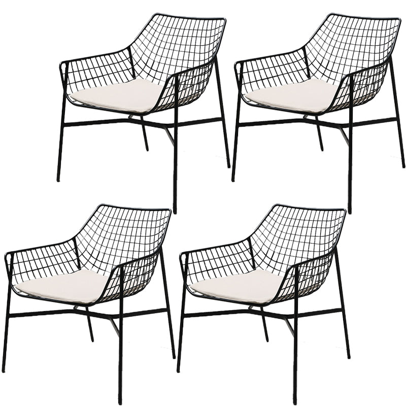 Modern Dining Side Chair Iron Removable Cushion Outdoor Bistro Chairs