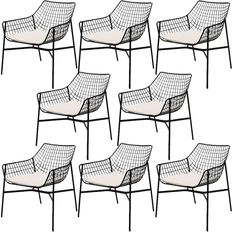 Modern Dining Side Chair Iron Removable Cushion Outdoor Bistro Chairs