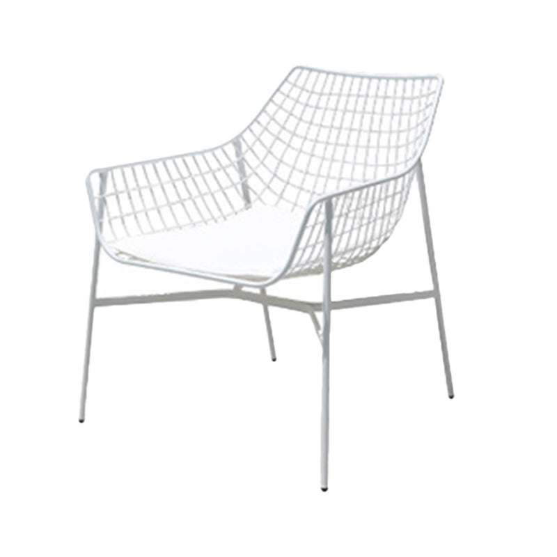 Modern Dining Side Chair Iron Removable Cushion Outdoor Bistro Chairs