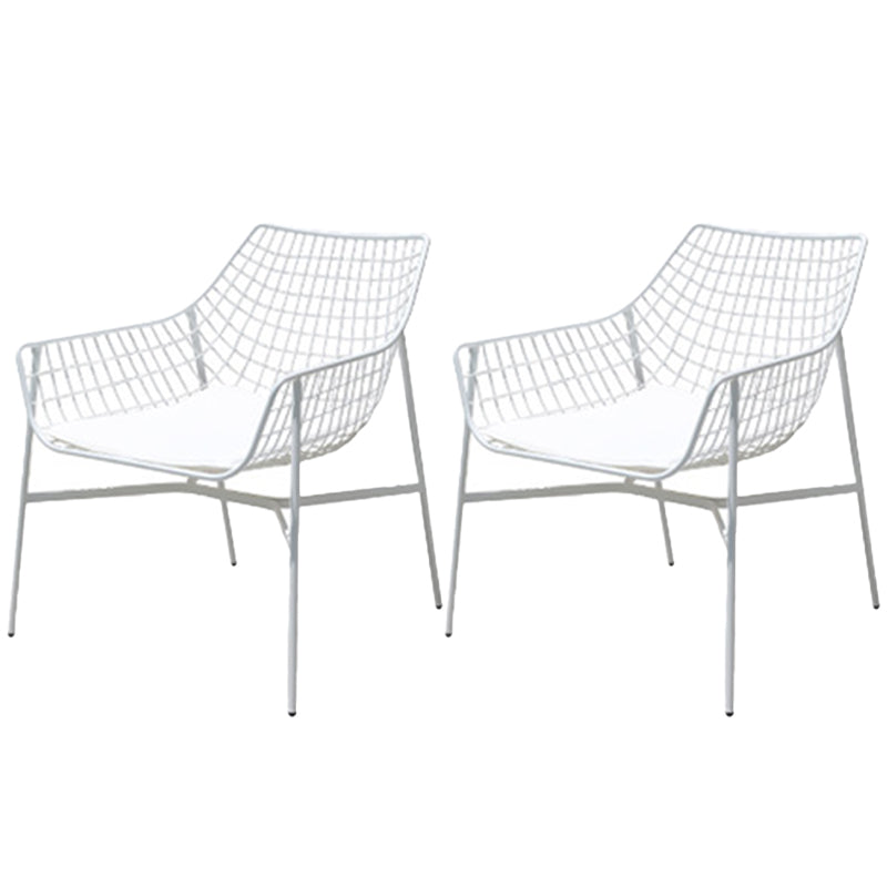 Modern Dining Side Chair Iron Removable Cushion Outdoor Bistro Chairs