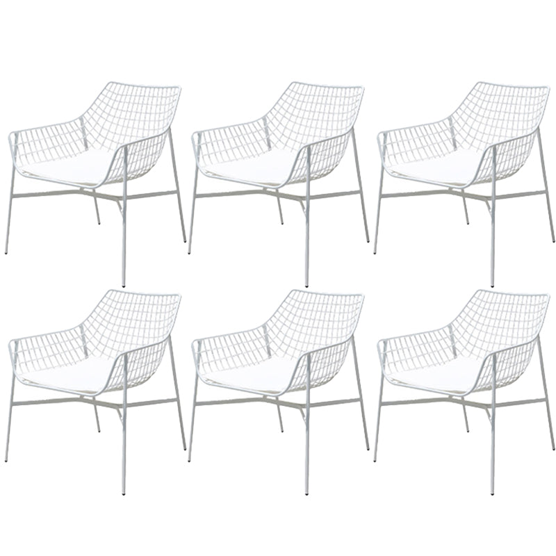 Modern Dining Side Chair Iron Removable Cushion Outdoor Bistro Chairs