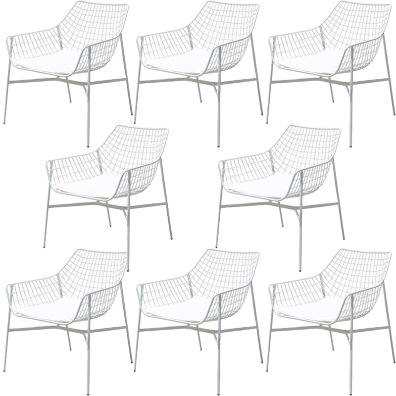 Modern Dining Side Chair Iron Removable Cushion Outdoor Bistro Chairs