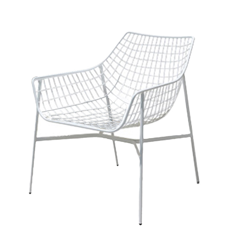 Modern Dining Side Chair Iron Removable Cushion Outdoor Bistro Chairs