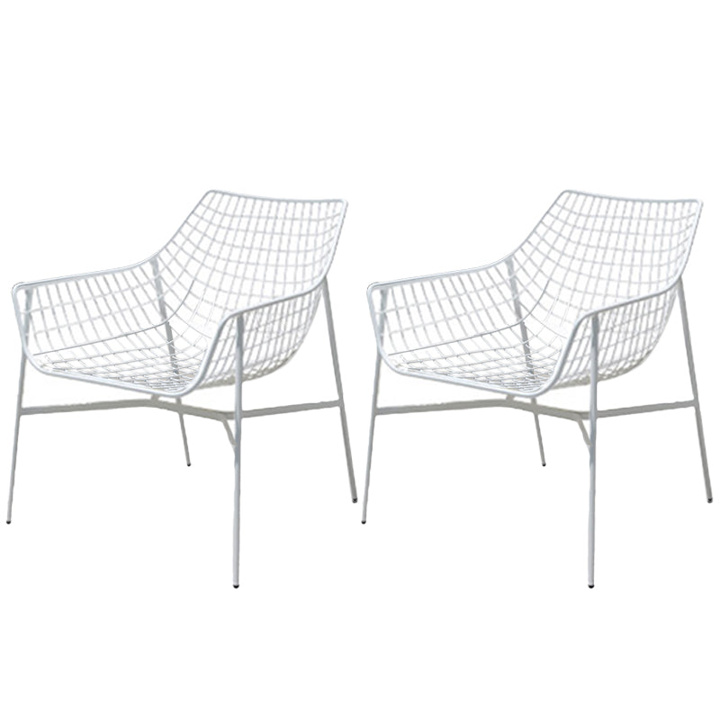 Modern Dining Side Chair Iron Removable Cushion Outdoor Bistro Chairs