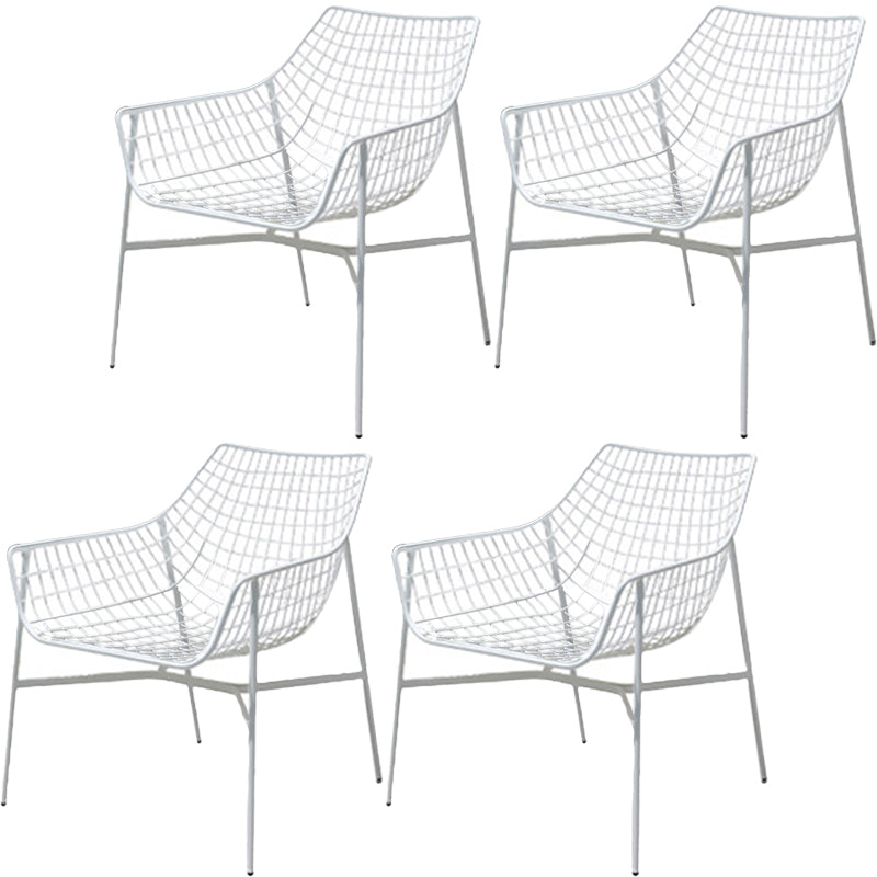 Modern Dining Side Chair Iron Removable Cushion Outdoor Bistro Chairs